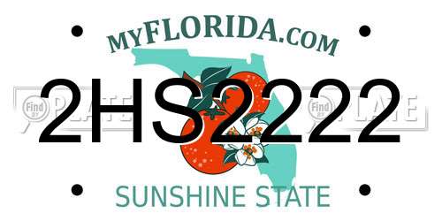 2HS2222 Florida License Plate