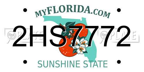 2HS7772 Florida License Plate