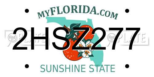 2HSZ277 Florida License Plate