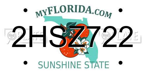 2HSZ722 Florida License Plate