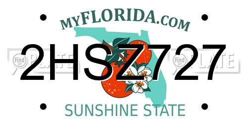 2HSZ727 Florida License Plate