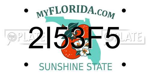 2I53F5 Florida License Plate