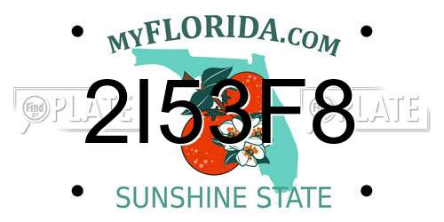 2I53F8 Florida License Plate