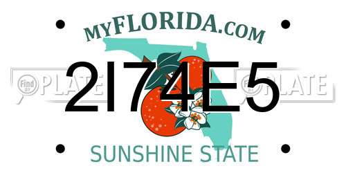 2I74E5 Florida License Plate