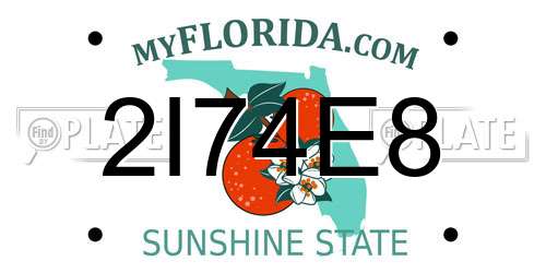 2I74E8 Florida License Plate