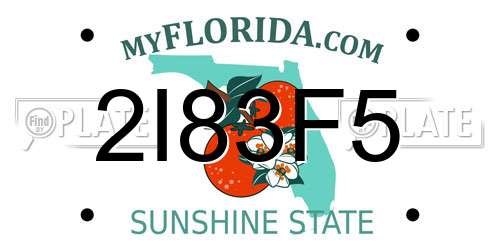 2I83F5 Florida License Plate