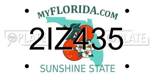 2IZ435 Florida License Plate