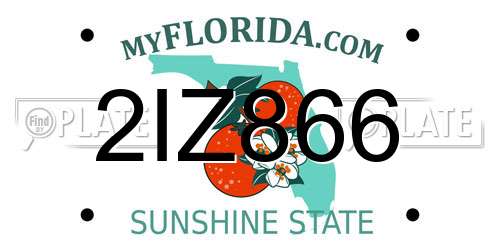 2IZ866 Florida License Plate