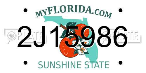 2J15986 Florida License Plate