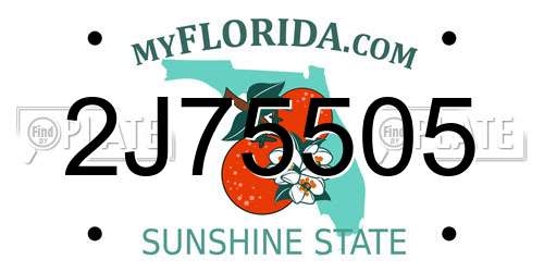 2J75505 Florida License Plate