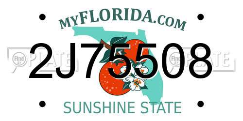2J75508 Florida License Plate