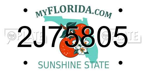 2J75805 Florida License Plate