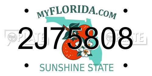 2J75808 Florida License Plate