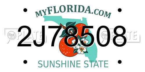 2J78508 Florida License Plate