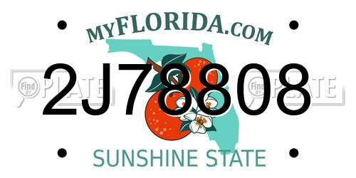 2J78808 Florida License Plate