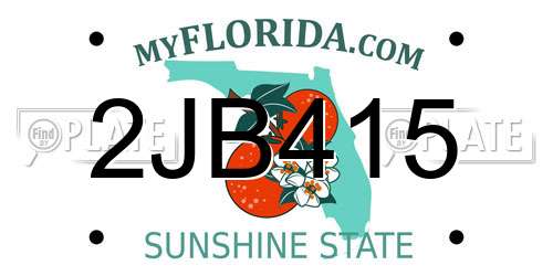 2JB415 Florida License Plate