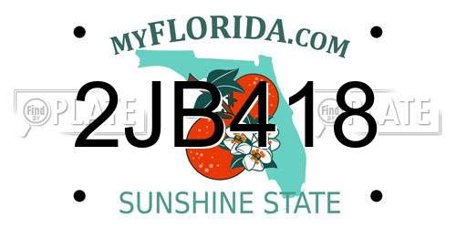 2JB418 Florida License Plate