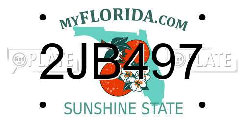2JB497 Florida License Plate