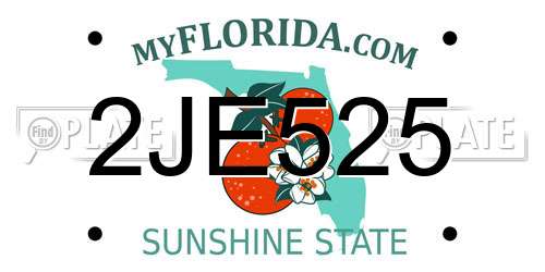 2JE525 Florida License Plate