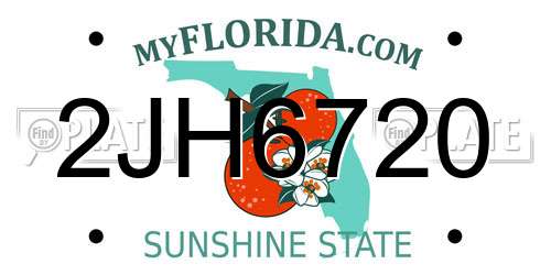 2JH6720 Florida License Plate