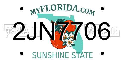 2JN7706 Florida License Plate