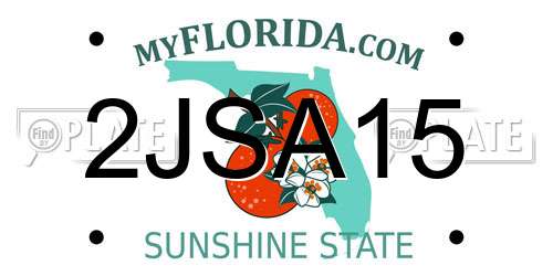 2JSA15 Florida License Plate