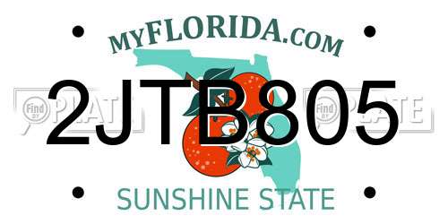 2JTB805 Florida License Plate