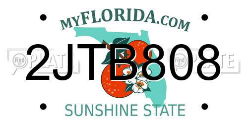 2JTB808 Florida License Plate