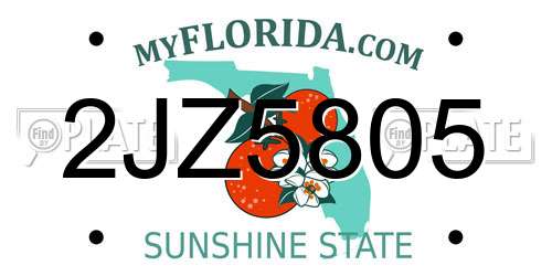 2JZ5805 Florida License Plate
