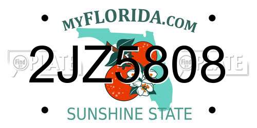 2JZ5808 Florida License Plate