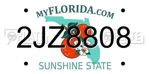 2JZ8808 Florida License Plate