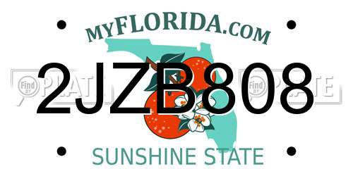 2JZB808 Florida License Plate