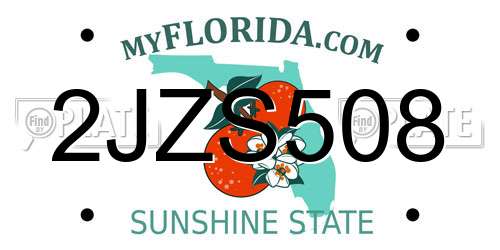 2JZS508 Florida License Plate