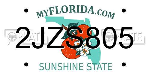 2JZS805 Florida License Plate