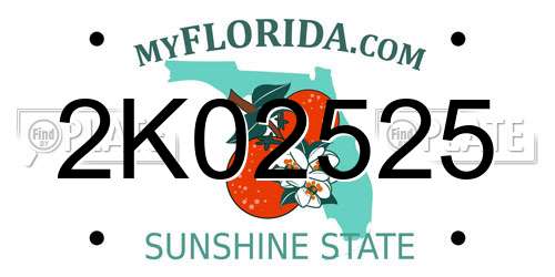 2K02525 Florida License Plate