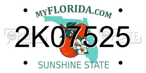 2K07525 Florida License Plate