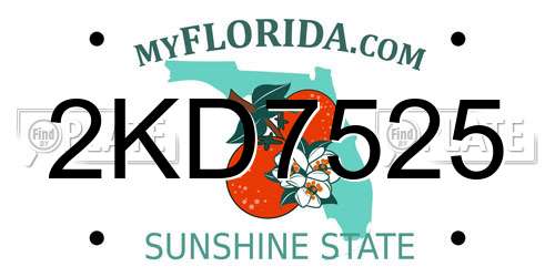 2KD7525 Florida License Plate