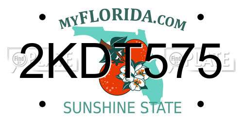 2KDT575 Florida License Plate
