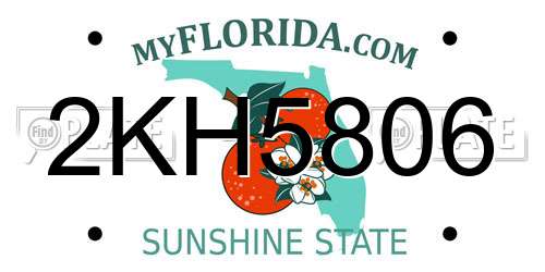2KH5806 Florida License Plate