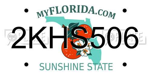 2KHS506 Florida License Plate