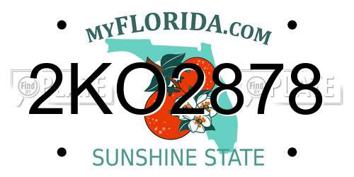 2KO2878 Florida License Plate