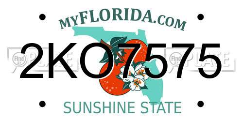 2KO7575 Florida License Plate