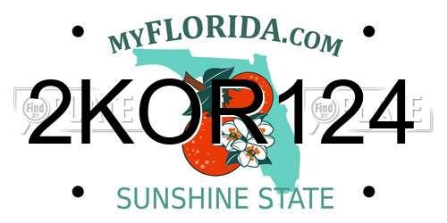 2KOR124 Florida License Plate