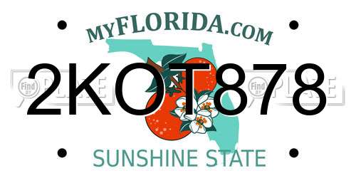 2KOT878 Florida License Plate