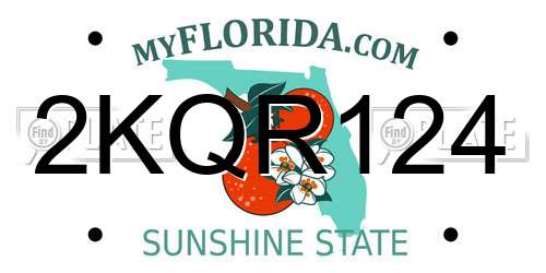 2KQR124 Florida License Plate