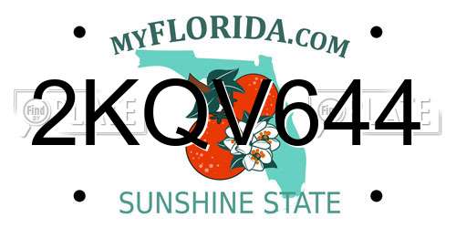 2KQV644 Florida License Plate