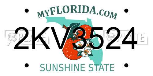 2KV3524 Florida License Plate