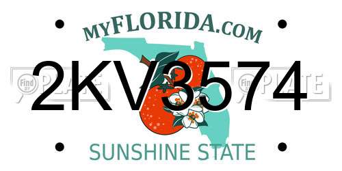 2KV3574 Florida License Plate