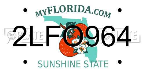2LFO964 Florida License Plate