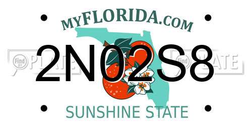 2N02S8 Florida License Plate